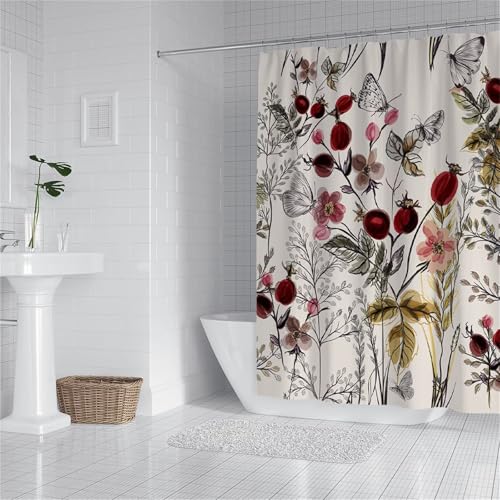 Rideau douche fleur lesté 100x180 anti-collant contre fuites