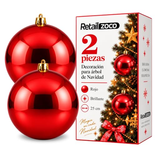 Bolas de Navidad, Adornos Arbol Navidad, 2 Piezas, Rojo