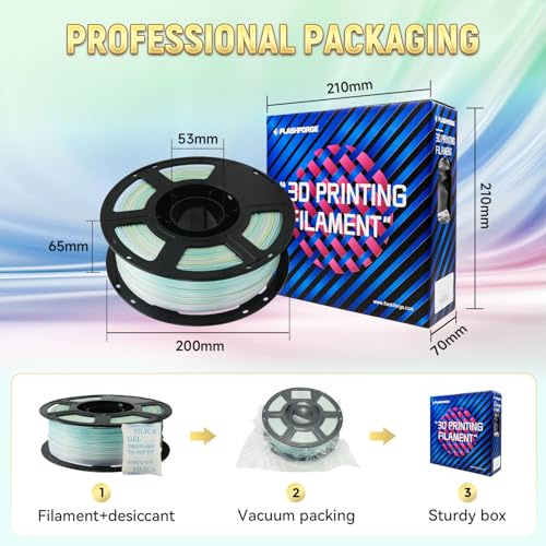 Image of FLASHFORGE Silk PLA Gradient Rainbow Macaron, Multicolored Color Change 3D Printer Filament, Light Purple Light Green Light Red Blue Shiny Fast Color-Changing Each 8M Gradually, Ultra-High Glossiness