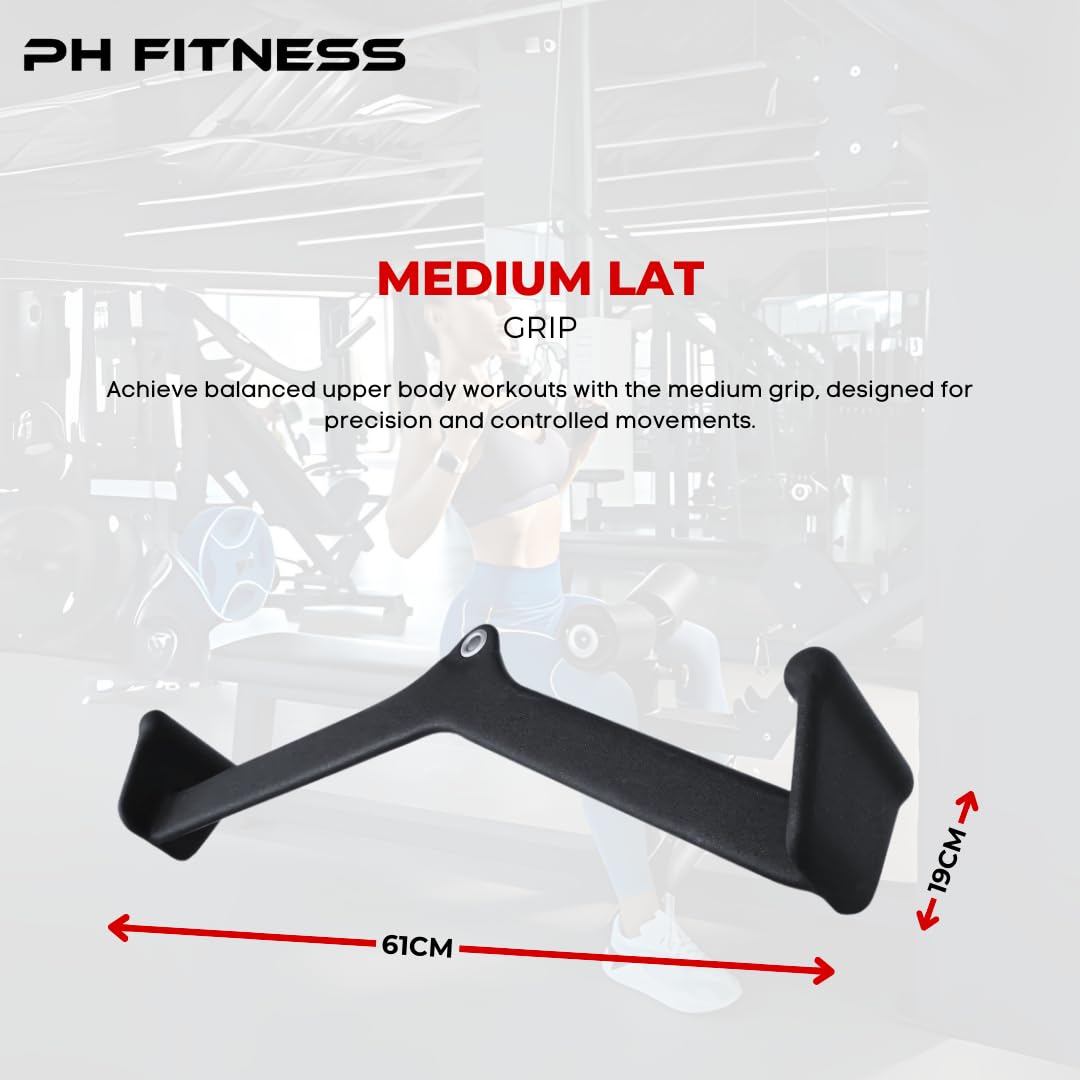 PH Fitness Zestaw Uchwytów do Wyciągu – 5 i 7 Akcesoria do Atlasu i Treningu Pleców – Drążek Lat Pulldown z Opcjonalnym Stojakiem – Gryf na Siłownię (Multigrip Set - 5)