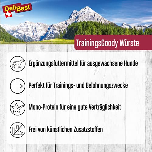 DeliBest Swiss MENU TrainingGoody Hähnchen I aus frischem Schweizer Hähnchenfleisch I Trainingsleckerlie Hähnchen I Hunde Snack für Sensible Hunde I Leckerlies für Hunde 200 g (Packung mit 4)