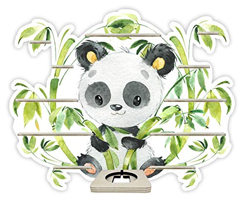 Farbklecks-Collection Musikboxregal Panda, Wandregal für bis zu 40 Hörfiguren, Maße 49 x 60 x 6 cm, mit speziellem Ablagefach kompatibel mit Toniebox, handgefertigt in Deutschland