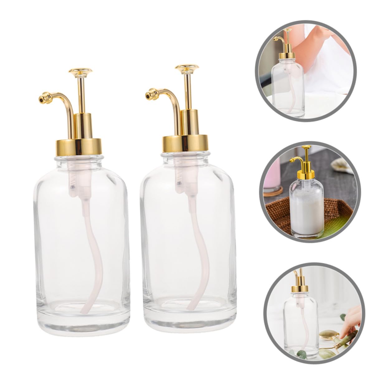 IMIKEYA Distributeur de Sirop de Café à Pompe 500ml, Lot de 2 en Verre