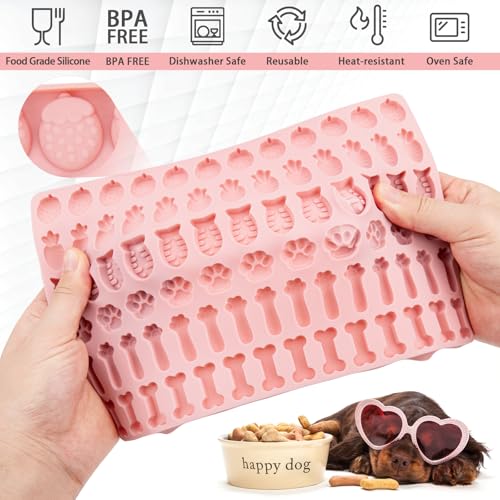 Onlyesh 4 Stück Backmatte Hundekekse, Silikon Hundekekse Backform mit Teigschaber und Backpinsel, BPA-frei Backmatten für Hundeleckerlies, für DIY Hundeleckerlies, Schokolade, Kekse