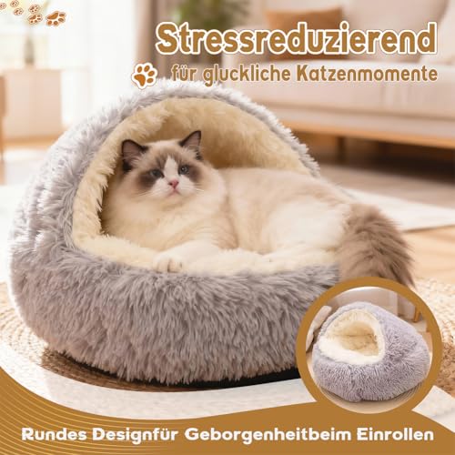 Katzenbett Flauschig Katzendecke, 50cm Kätzchenbett für Kleine Katzenhöhle, Gemütlich Katzenbett für große Katzenkätzchen Washbar Hundehaus, Weiches Plüsch Warm Winter Haustierbett für Katzen Hunde