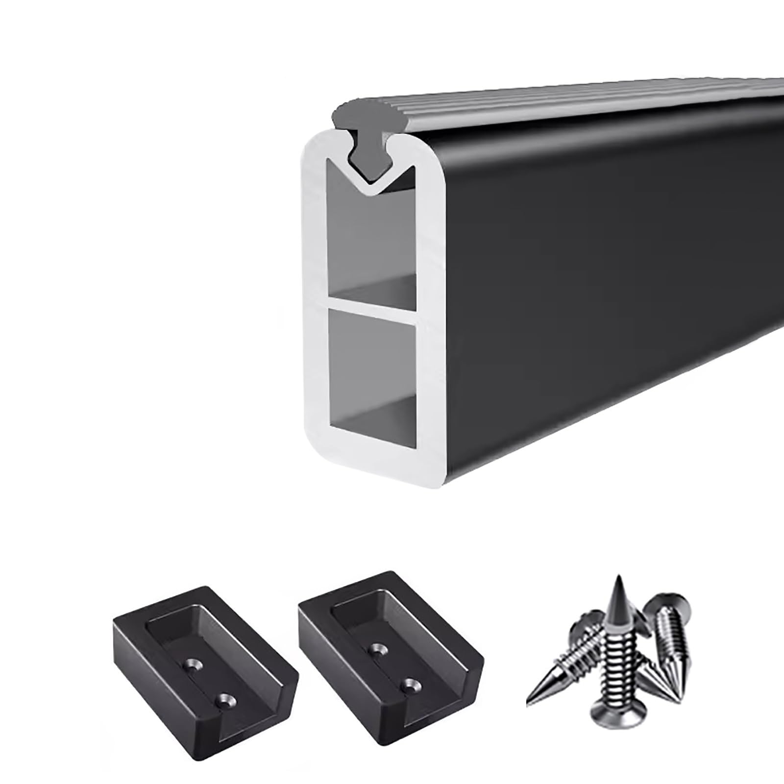 Garderobenstange Aluminium mit Befestigungselementen Kleiderschrank Bar, Heavy Duty abnehmbare Kleiderschrank Kleiderbügel Schiene für Kleiderschränke Schrank Waschküche ( Color : Black , Size : 60cm