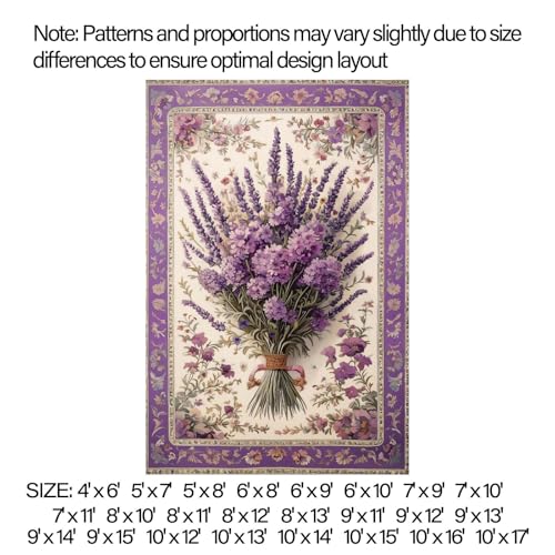 Tapete Lavanda Floral Estilo Francés 4x6 ft Rectangular miniatura 2