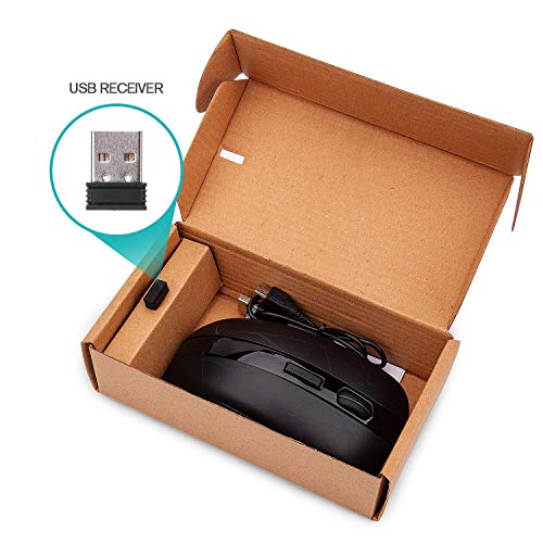 Rii Kabellose Funkmaus, 2.4G Optische Maus Mit USB Nano Empfänger, 7 LED Beleuchtung für Windows/Mac/Linux, Office Home, Schwarz