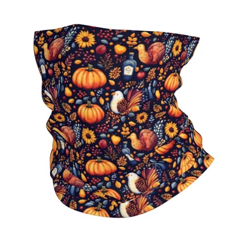 GVYGVY Polainas de cuello para hombres y mujeres, bufanda con estampado de pavo y calabaza, pasamontañas, máscara facial, bufanda para el cuello, bandana