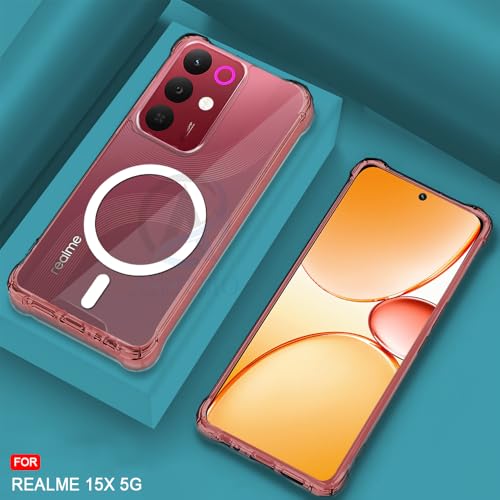 Image of AESTMO Clear Back Cover for Realme 15X 5G / C85 5G / Narzo 90X 5G | | 360 Protection | Transparent Back Cover (PC + TPU, Compatible with MagSafe Accessories, Transparent Bumper)