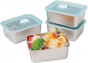 Honbuty Stainless Steel Food Storage Containers with Lids, Leakproof, Oven & Freezer Safe, Meal Prep & Lunch Boxes, Snack Container, Reusable Meal Prep Boxes, School, Office, Picnic (4)
