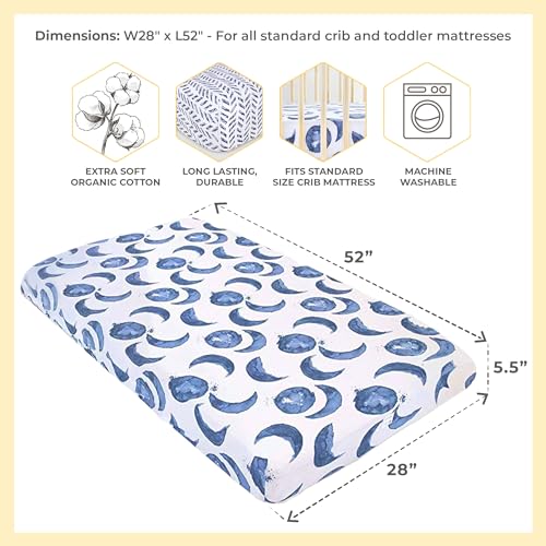Image of Burt's Bees Baby Essential Organic Cotton Fitted Crib Sheet, Breathable for Boy Girl Standard Crib & Toddler Mattresses