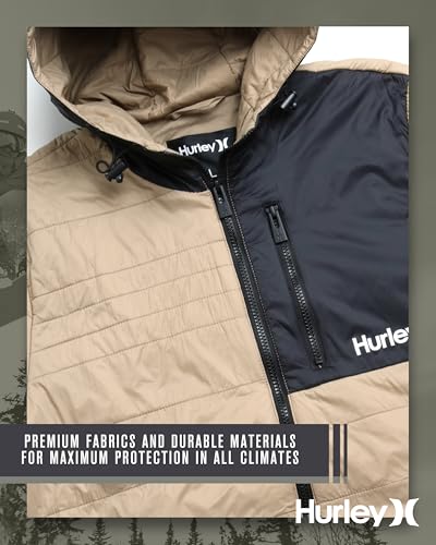 Image of Hurley Mens Puffer Jacket - Lightweight Packable Insulated Winter Coat for Men - Weather Resistant Quilted Outdoor Jacket