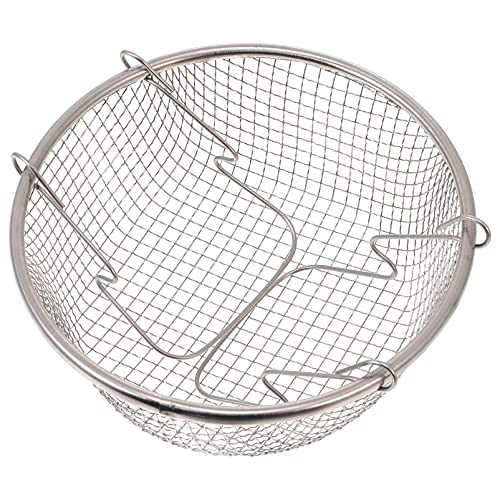 Angoily 1pc Stainless Steel Frying Basket Turkey Fryer Basket French Fry Basket Steam Rinse French Fry Holder Metal Holder Round Fried Chicken Mesh Holder Fried Basket Deep Fruit Steamer