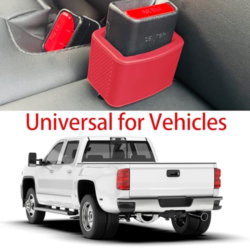 Image of 2 Pack Silicone Seat Belt Buckle Holder, Seat Belt Buckle Booster for Kids, Durable Silicone Material, Easy Access to The Buckles of Rear Seats, Car Accessories, Suitable for Most Car Models (Red)