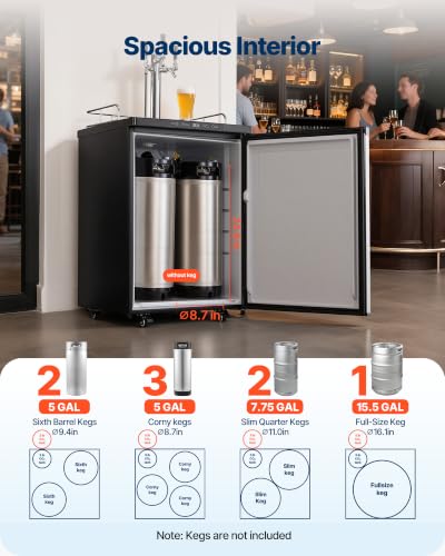Image of VEVOR Beer Kegerator, Triple Tap Home Draft Beer Dispenser for Ball Lock
