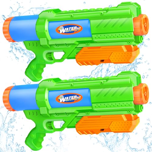 Super Water Gun for Kids Adults: 2 Pack - 1200CC Water Toy Gun Squirt Blaster Soaker Long Range High Capacity Swimming Pool Beach Outdoor Summer Fun...