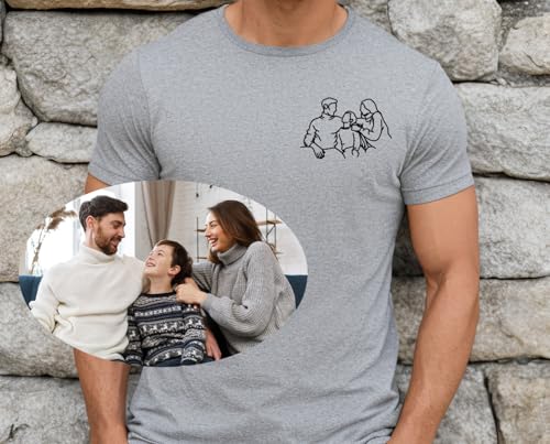 Custom Dad Shirt Portrait from Photo Tshirt Personalized Father’s Day T-Shirt Birthday Gifts for Him Outline Tee from Daughter for Dad Multicolor2
