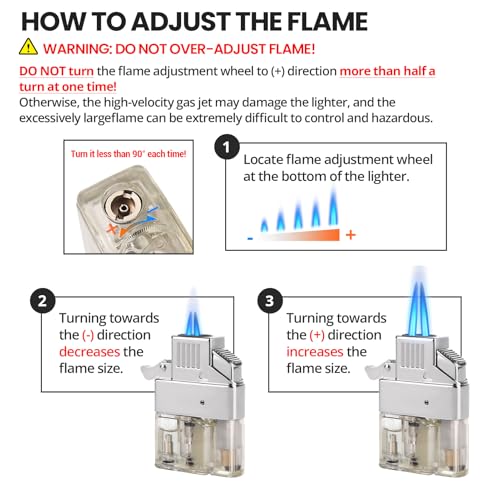 Insert de encendedor de butano coldown, llama dual ajustable miniatura 3