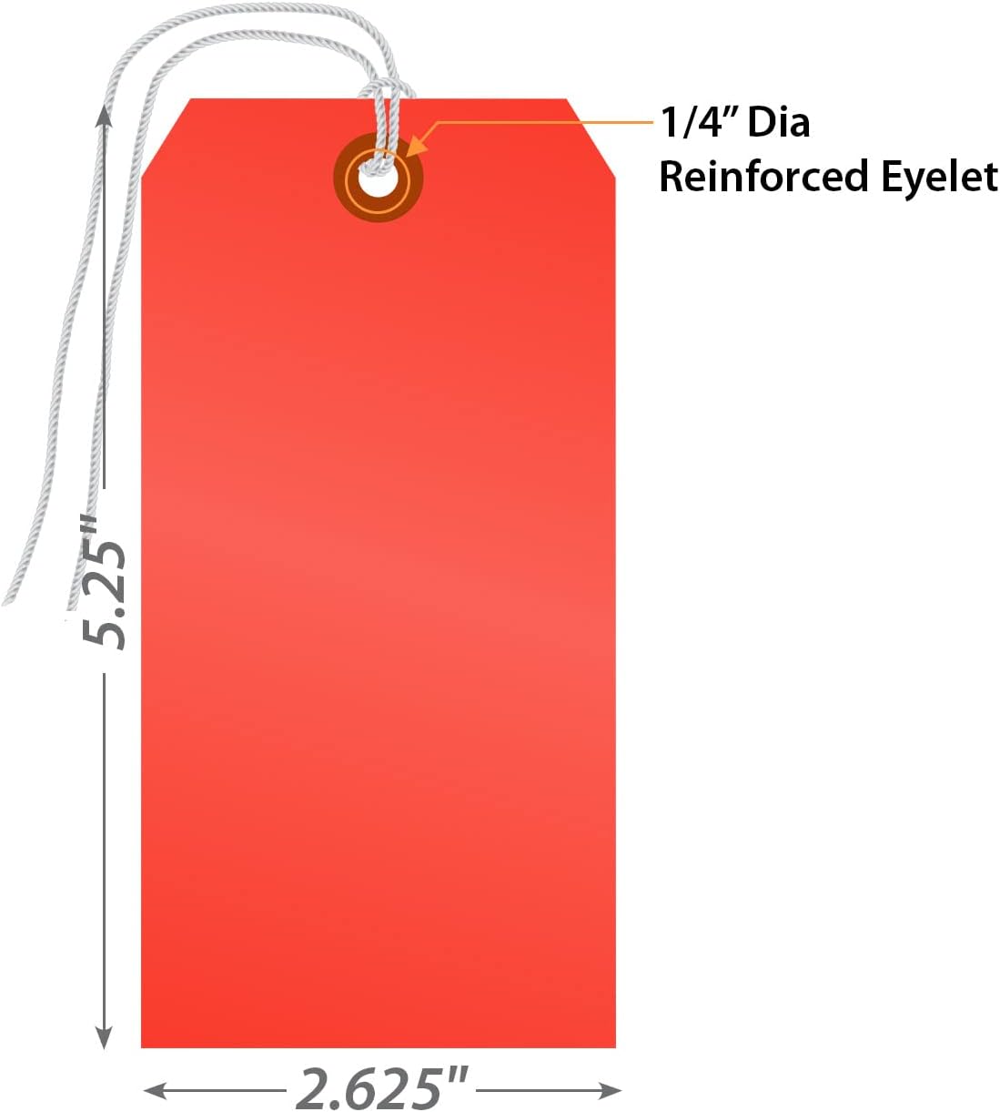SmartSign Fluorescent Red Blank Tags with Pre-Attached String - Pack of 1000, Size-6, 13pt Thick Cardstock Tag, 5.25" x 2.625" with Reinforced Fiber Patch : Blank Labeling Tags : Office Products