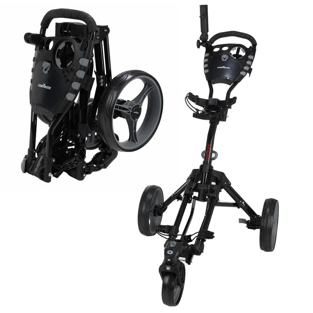 Golf 360° SWIVELEASE Carrito DE Golf Plegable DE 3 Ruedas con Rueda Delantera GIRATORIA, Negro/Gris