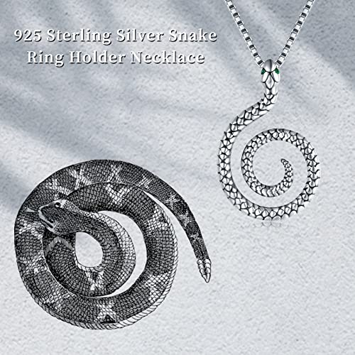 Ring Holder Necklace For Women - 925 Sterling Silver Mountain Dog Music Necklaces Wedding Engagement Rings Holder Jewelry For Wife Ring Keeper Necklace Mothers Day Gift (Snake) #TOP1
