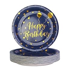 Dark Blue-Gold Happy Birthday-50PCS-7inch