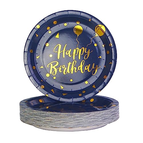 AHPYEUHK 50 PCS Assiette Jetable Anniversaire 17,8cm Assiettes en Carton Papier Party Vaisselle...