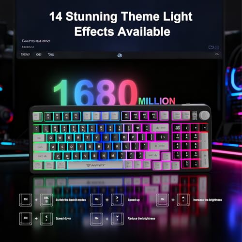 Image of NPET KM98 Triple Mode RGB Backlit Gaming Keyboard and Mouse Combo, 98 Key Quiet Mechanical Feel Keyboard, 7200 DPI Ergonomic Mouse, Spill-Resistant, for PC, Black (3 Mode KM)