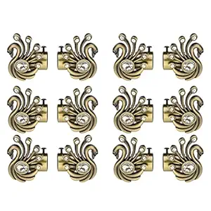 RKOING Peacock Shaped Metal Curtain Bracket Rod Pocket Finials Window Rod Support Fittings, Curtain Rod Holder (Pack of 12, Antique)