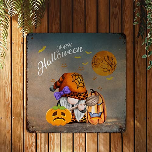 Panneau en métal gnomes d'Halloween - Solution déco murale rustique pour chambre et garage