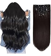 VIIYEESS Thick Hair Extensions Clip In Human Hair 14 Inch, Straight Real Human Hair Extensions Cl...
