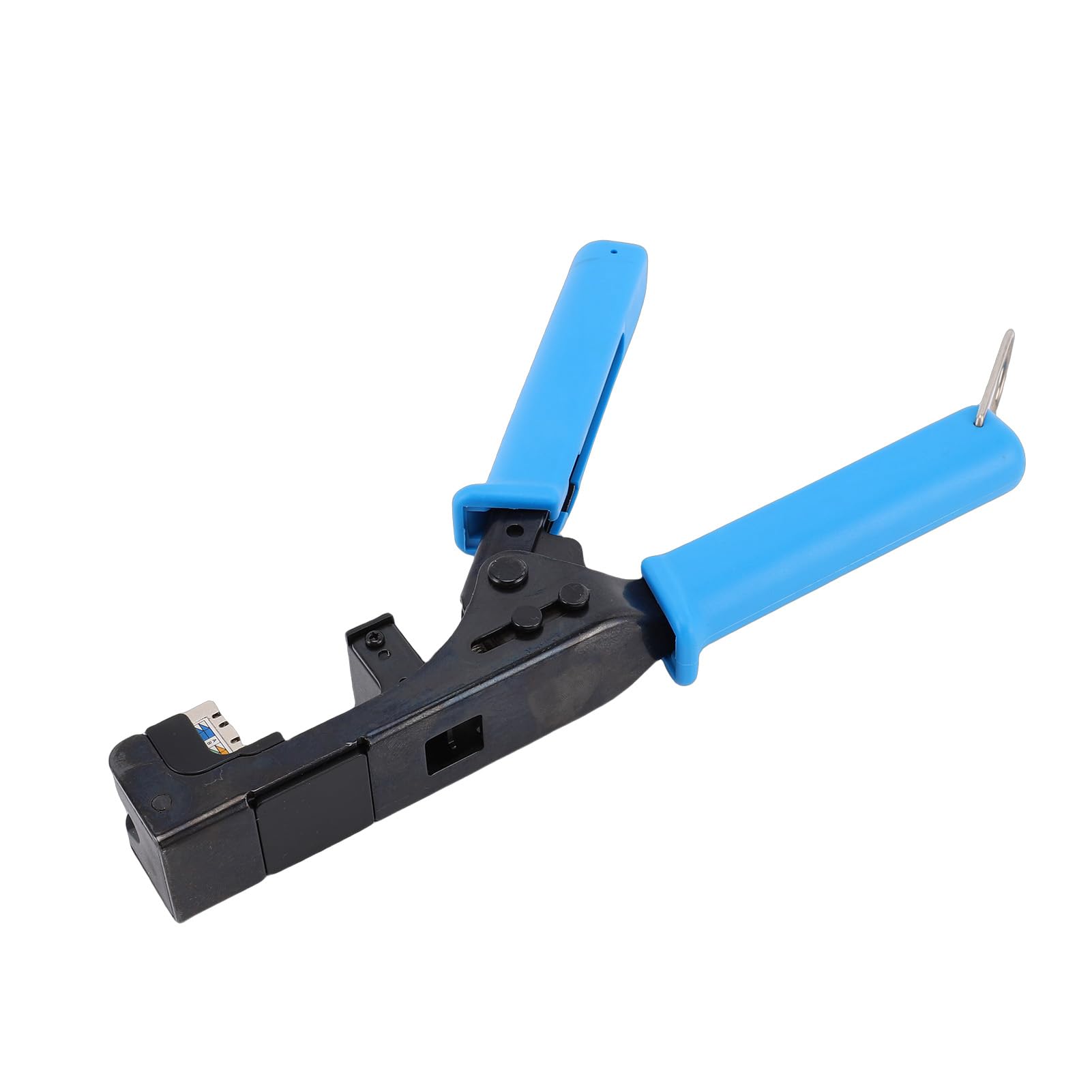 Eujgoov Crimpadora Universal de Cable de Red con Ergonómico, Herramienta de Punzonado de Profundidad Ajustable para CAT5 CAT6, Jacks de 90 y 180 Grados