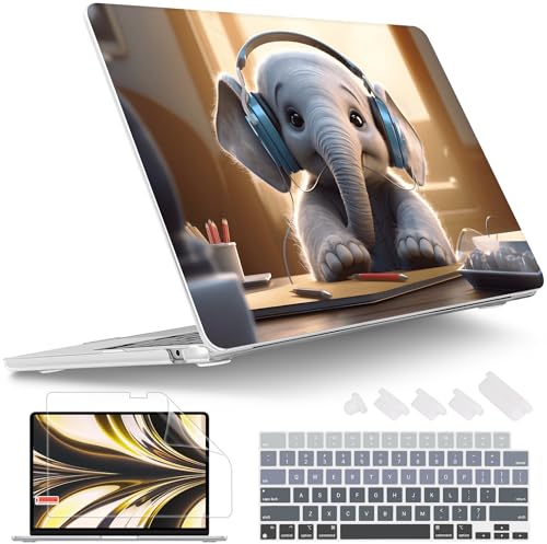 Image of Tuiklol for MacBook Air 13 inch Case M5 2026 M4 2025 M3 2024 M2 2022 Release Model A3449 A3240 A3113 A2681,Plastic Hard Shell Cover for MacBook Air 13.6 with Touch ID, Elephant
