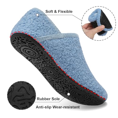 Image of Fires Womens Mens Slippers with Rubber Sole Soft-Lightweight House Slipper Socks Around House Shoes Non Slip Indoor /Outdoor