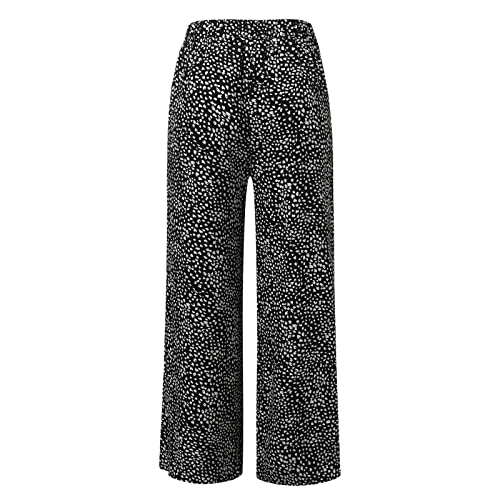 LULER Drap-broek voor dames, met hoge taille, elastische wijde pijpen en bloemenpatroon, bruine broek voor dames, maat 48 - Afbeelding 5