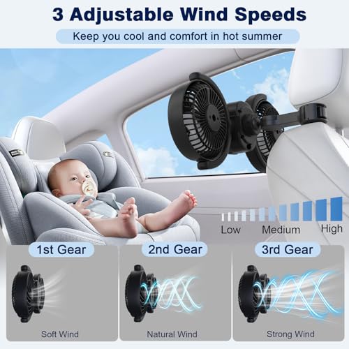 Hayousui Rechargeable Dual-Head Car Fan
