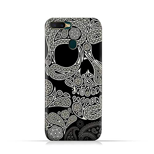 AMCDesign TPU Silicone Soft Protective Case with Skull and Paisley Pattern for Oppo A7
