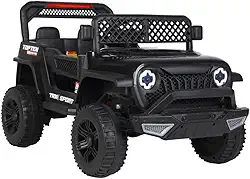 Bang Toys - Carrinho Elétrico Infantil Adventure 12V - com Luzes de LED, Sons, Entrada USB/MP3, Bluetooth, Controle Remoto - Suporta até 50kg - Cor Preto