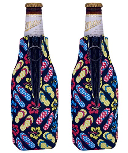 Flip Flop Pattern Beer Bottle Coolie (2 Pack)