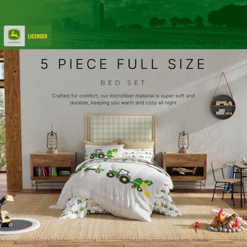 image for Franco Kids John Deere Farm Equipment Bedding 5 Piece Super Soft Comfo