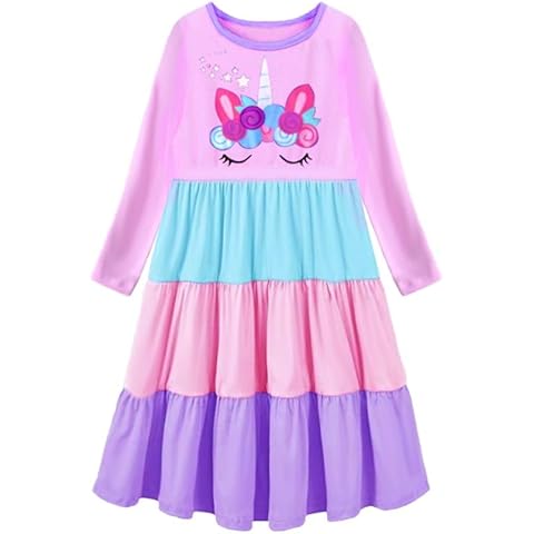 VIKITA Toddler Girls Dresses Purple Winter Clothes Sparkling Stars Long Sleeve Outfits for Little Kids 2-3 Years Birthday Gifts LH5745, 3T Cover