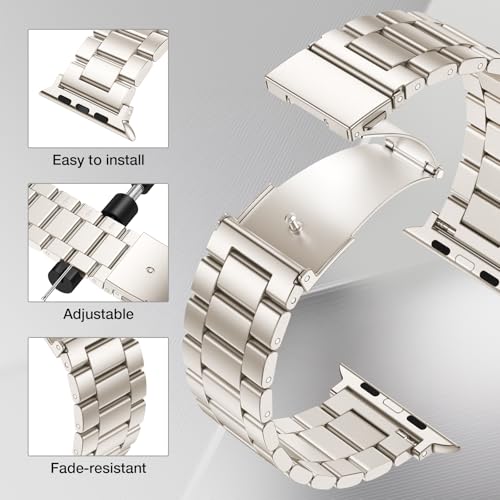 Image of Metal Band Compatible with Apple Watch Bands for Men 49mm 46mm 45mm 44mm 42mm 41mm 40mm 38mm, Stainless Steel iWatch Bands for Apple Watch Ultra 3 2 1 /Series 11 10 9 8 7 6 5 4 SE