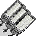 Jadisi 3?Pack Solar Street Lights Outdoor, 9800W Super Bright LED Solar Powered Street Lamps with Motion Sensor, Dusk to Dawn, IP66 Waterproof for Yard, Garden, Parking Lot, Driveway, Farm