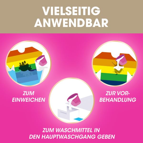 Vanish Oxi Action Pulver Pink – 4 x 1,65 kg – Fleckenentferner und Wäsche-Booster Pulver ohne Chlor – Für bunte Wäsche
