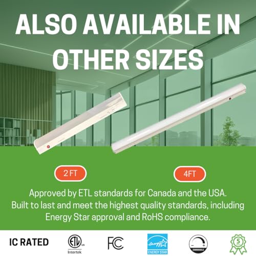 Image of E2 LIGHTING 2ft LED Light Strip, Linear with 10 W Emergency Battery, 18W /24W 3 CCT Tunable 3500K /4000K /5000K, Dimmable, Ideal for Warehouse Use