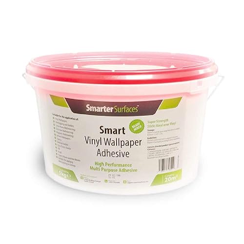 Smart Vinyl - Pasta para papel tapiz (215 pies ²), adhesivo listo para mezclar de alta calidad, sujeción extra fuerte para papeles pintados de