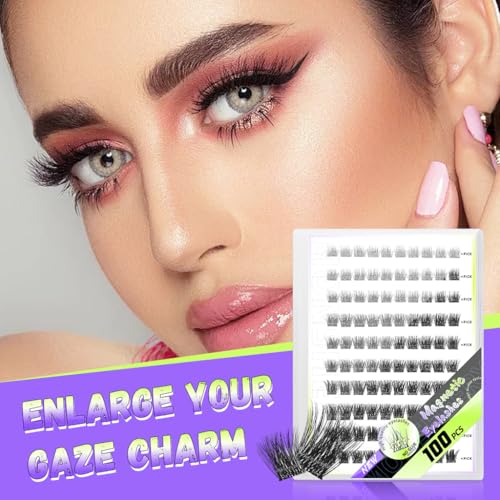 Image of MAYCREATE Self Adhesive Eyelashes Clusters, 100Pcs Pre-Glue Lash 8 10 12mm Reusable Individual Lashes Extensions Clusters Natural Look for Quick Application and Comfortable Wear All-Day