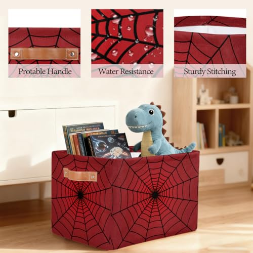Panier de rangement grande boîte rectangulaire tissu rouge