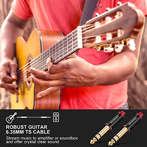 SHULIANCABLE 6,35mm Gitarre Audio Kabel, Nylon Geflochten 6.35mm auf 6.35mm Klinke Audio Kabel für E-Gitarre, Elektronisches Klavier, Bassverstärker, Tasteninstrumen etc (1M)